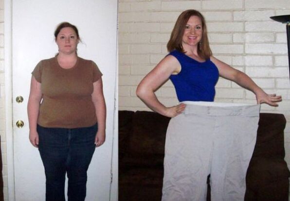 Woman before and after dieting